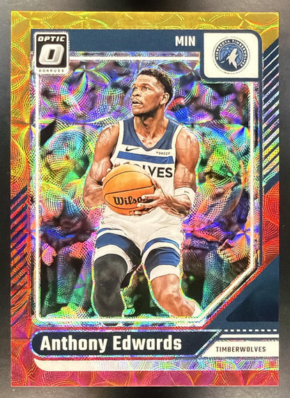 2024 Panini Donruss Optic Anthony Edwards #31 Red & Gold International Prizm 44/99