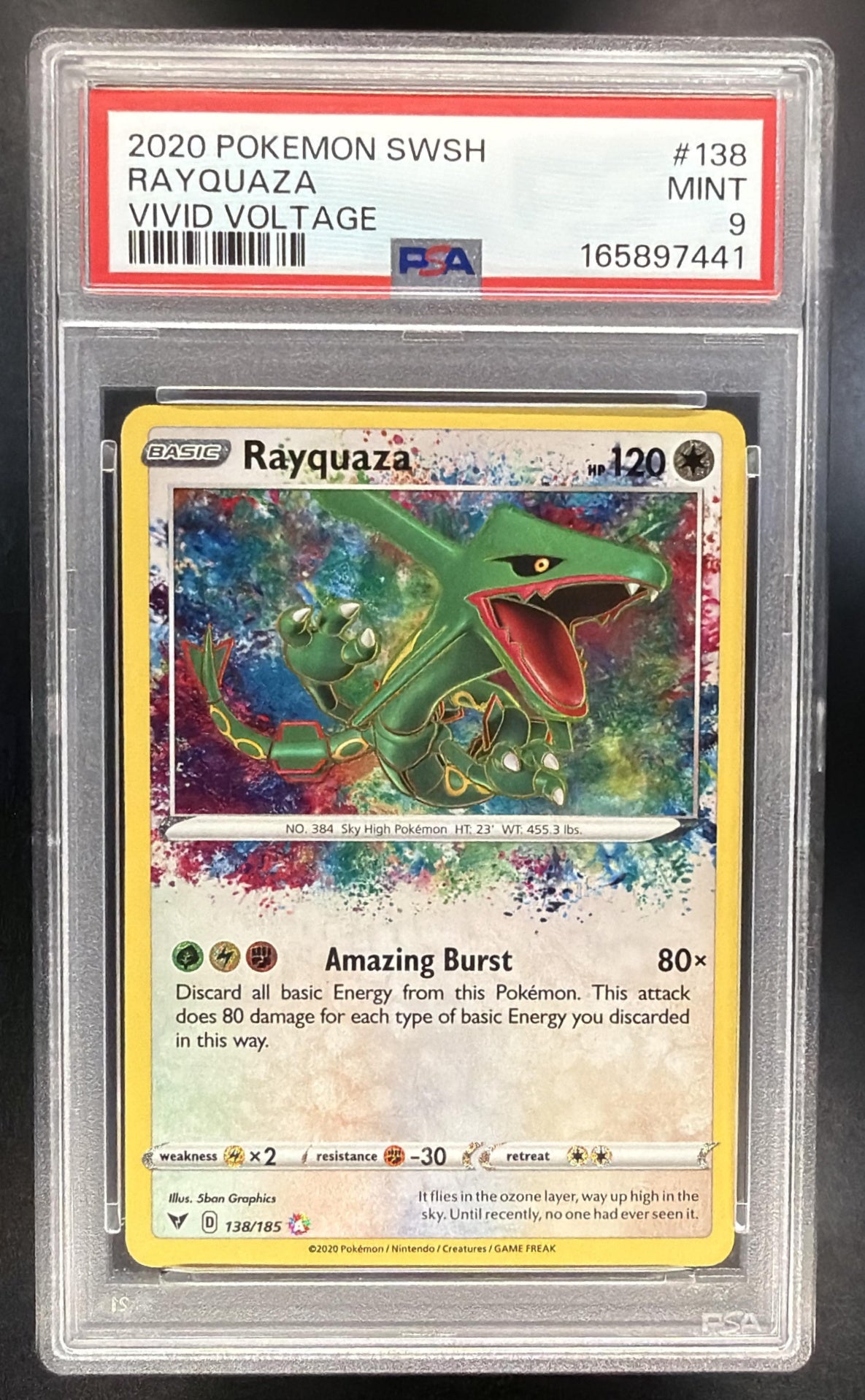 2020 Pokemon Vivid Voltage Rayquaza 138/185 PSA 9