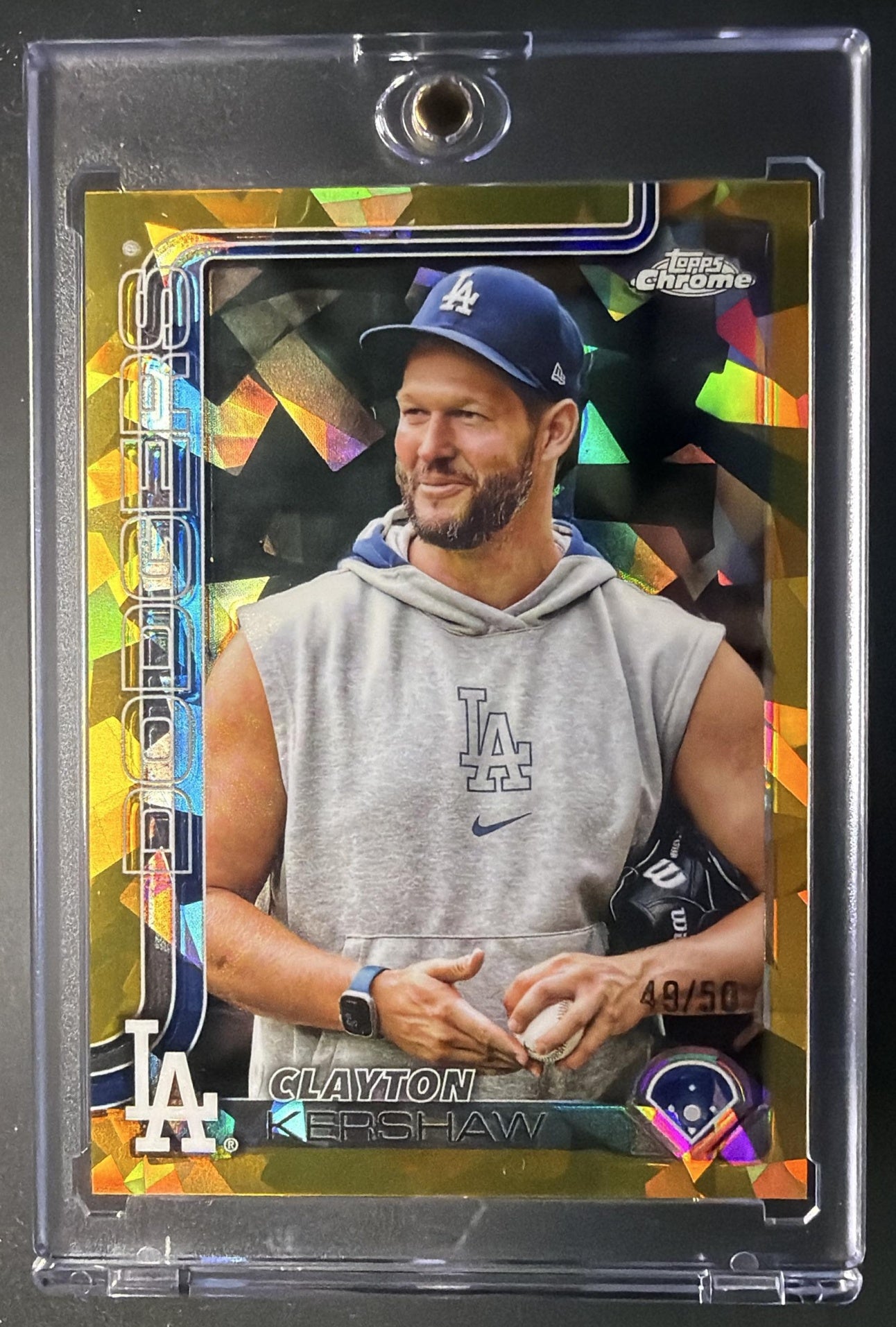 2025 Topps Chrome LogoFractor Clayton Kershaw #88 Image Variation Gold Refractor /50