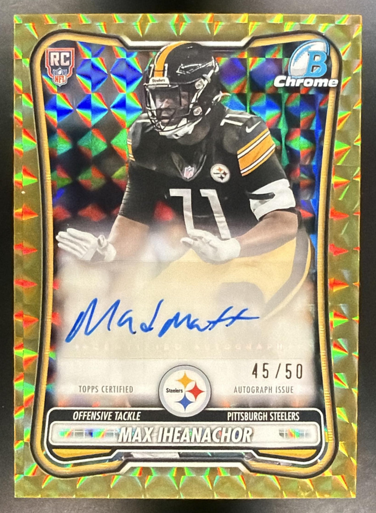2026 Bowman Max Iheanachor #BCRA-MI Chrome Rookie Auto Gold Geometric Refractor 45/50 RC
