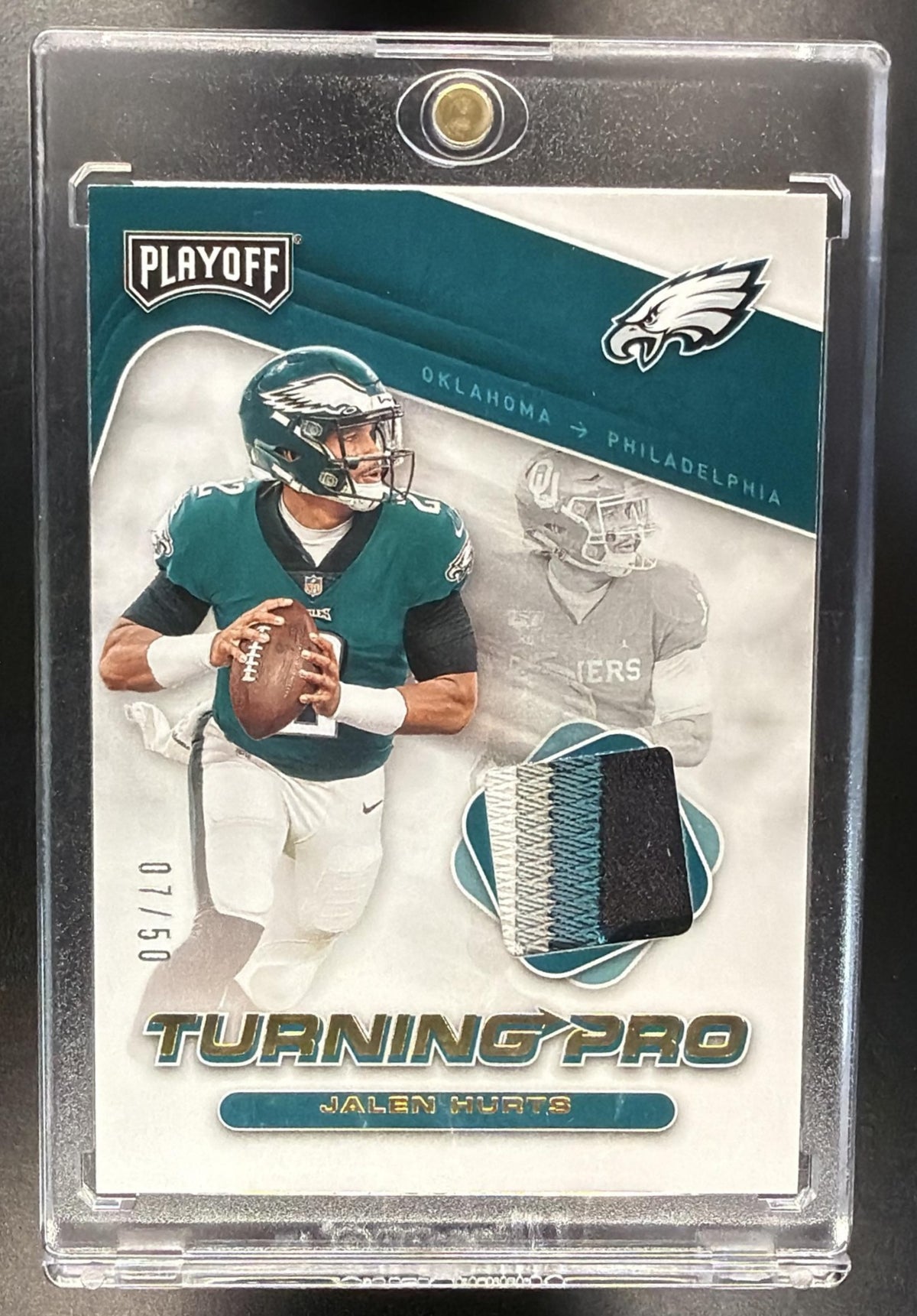 2020 Panini Playoff Jalen Hurts #TP-14 Turning Pro Memorabilia Patch 7/50 RC