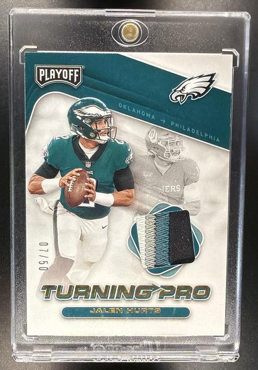 2020 Panini Playoff Jalen Hurts #TP-14 Turning Pro Memorabilia Patch 7/50 RC