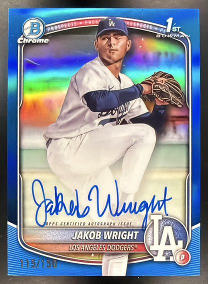 2025 Bowman Chrome Jakob Wright #CPA-JWR Auto Blue Refractor 115/150 1st Prospect