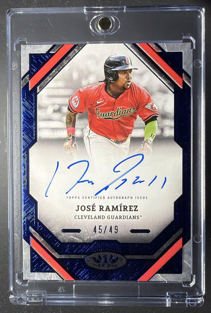 2025 Topps Tier One Jose Ramirez #T1A-JR Auto Blue Foil 45/49