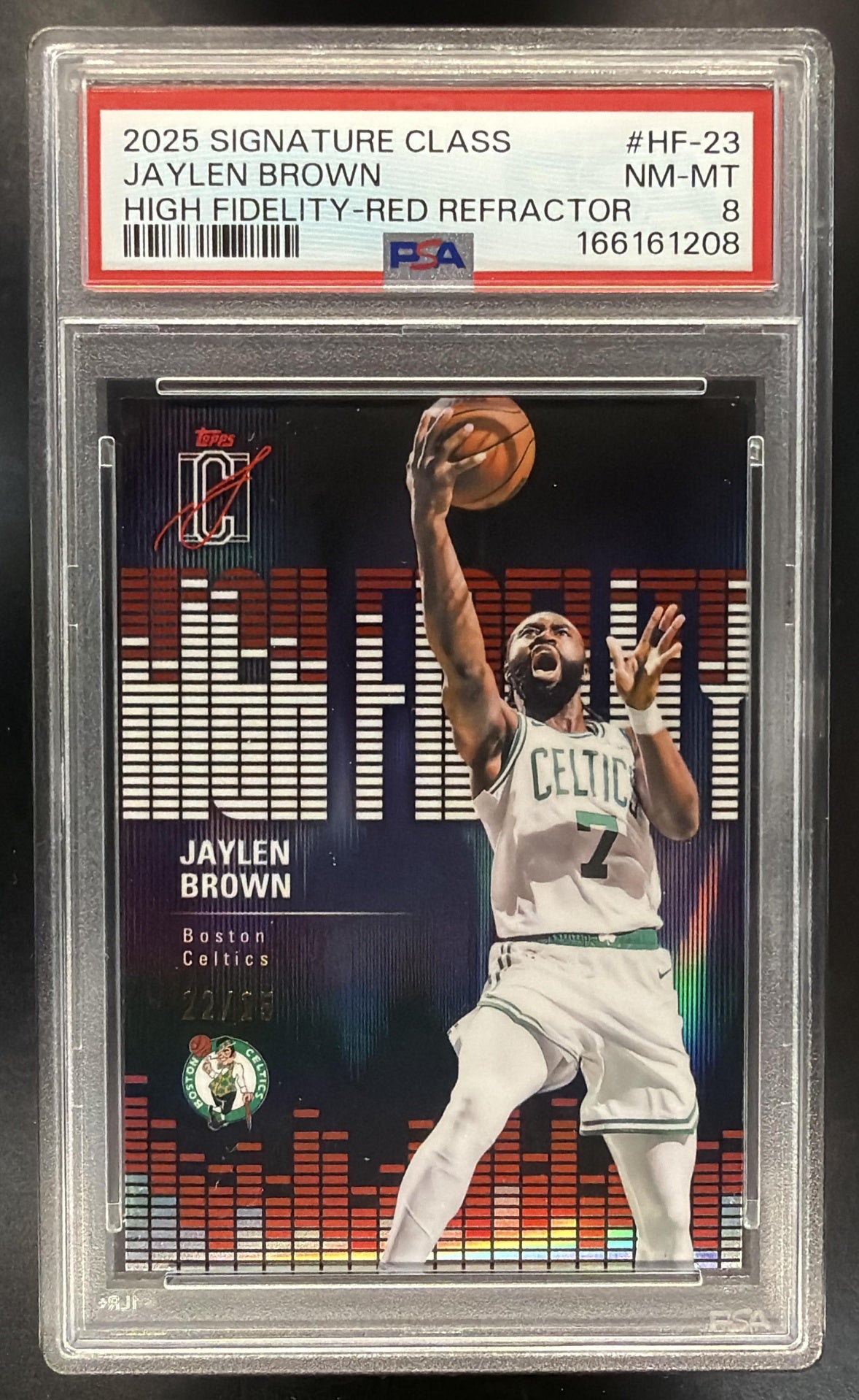 2025 Topps Signature Class Jaylen Brown #HF-23 High Fidelity Red Refractor 22/25 PSA 8