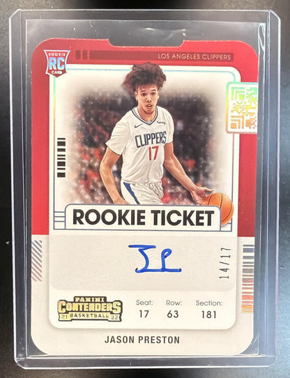 2021-22 Panini Contenders NBA Jason Preston #142 Rookie Ticket Auto 14/17 RC