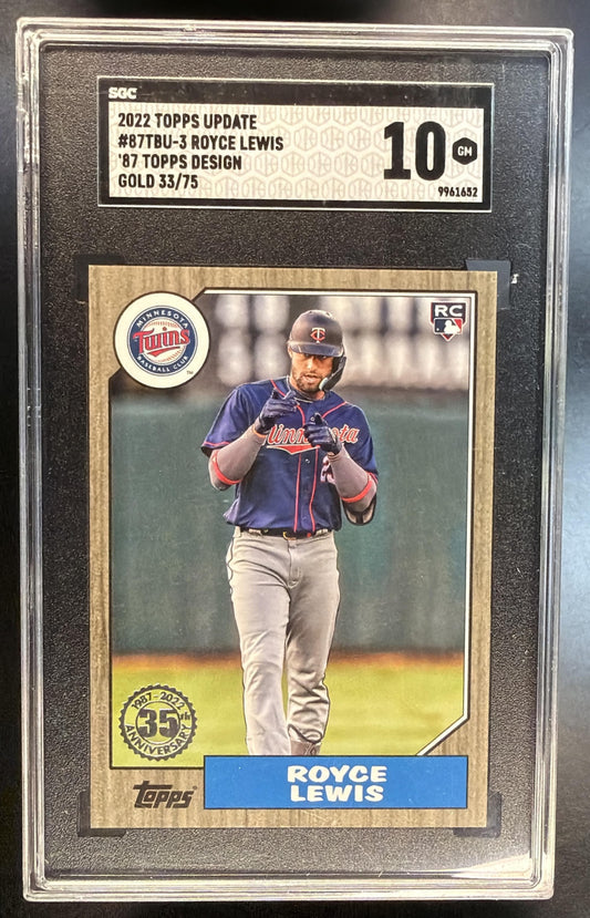 2022 Topps Update Royce Lewis #87TBU-3 35th Anniversary Gold 33/75 SGC 10