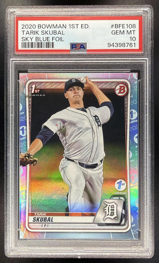 2020 Bowman 1st Edition Tarik Skubal #BFE-108 Sky Blue PSA 10
