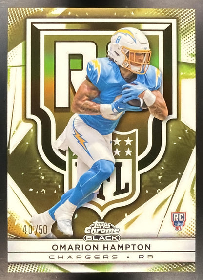 2025 Topps Chrome Black Omarion Hampton #RV-16 Rookie Design Variation Gold Refractor 40/50 RC