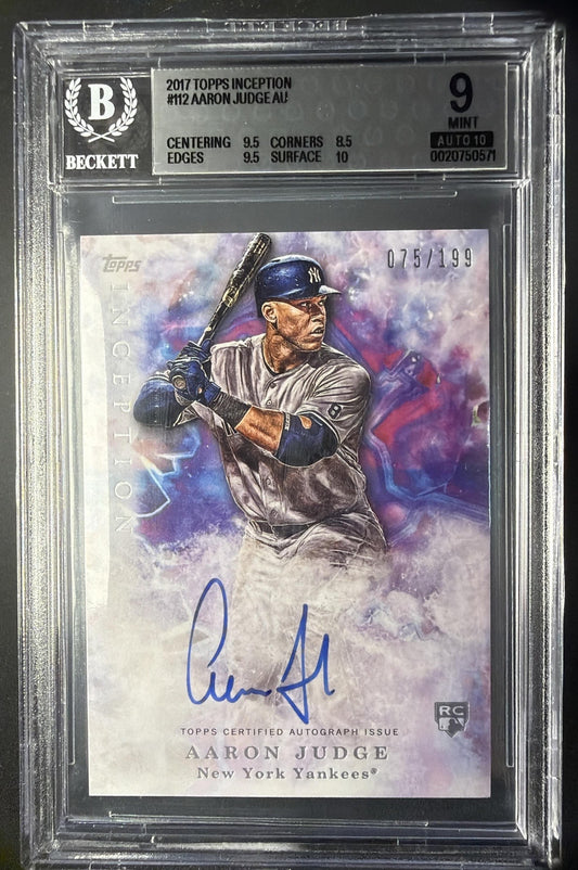 2017 Topps Inception Aaron Judge #112 75/199 Auto RC BGS 9