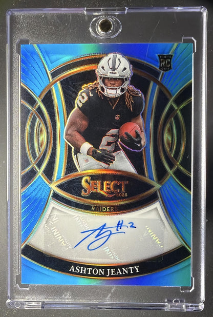 2025 Panini Select Ashton Jeanty #RSI-AJY Rookie Signatures Light Blue Prizm /49 Auto