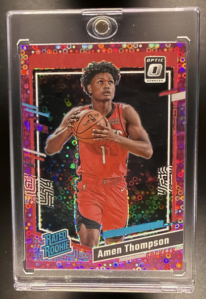 2023 Panini Donruss Optic Amen Thompson #229 Fast Break Pink /25 RC Rated Rookie
