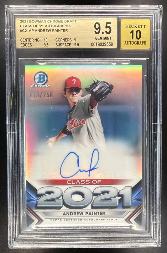2021 Bowman Draft Andrew Painter #C21-AP Class of Auto 113/250 BGS 9.5