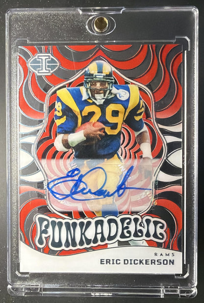 2023 Panini Illusions Eric Dickerson #6 Funkadelic Signatures Red 22/25 Auto