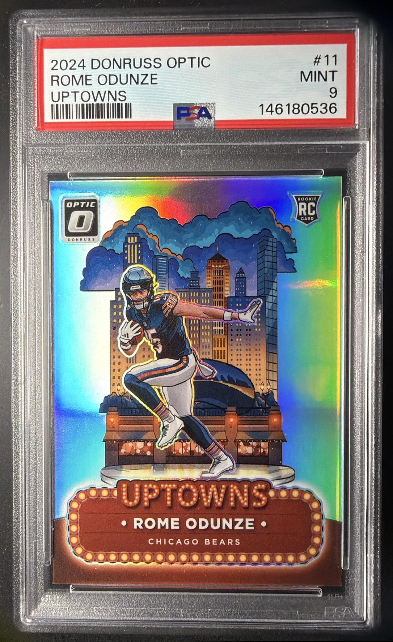 2024 Panini Donruss Optic Rome Odunze #11 Uptown RC SSP PSA 9
