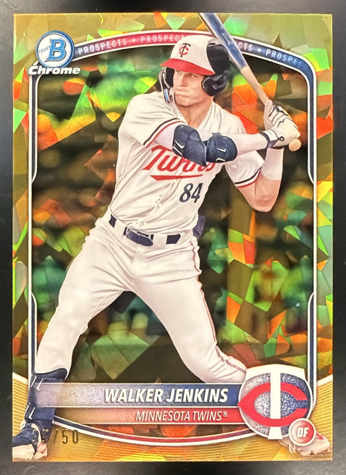 2025 Bowman Sapphire Walker Jenkins #BCP-1 Chrome Prospects Gold Refractor 7/50