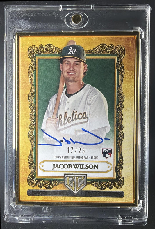 2025 Topps Gilded Collection Jacob Wilson #GOG-JWI Gallery of Gold Auto Emerald /25