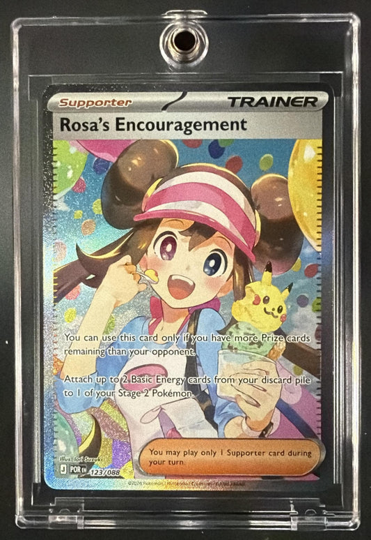 rosa full art pokemon card (Full Art) - SM and a basic Energy card Pulling Rosas Encouragement Full Art