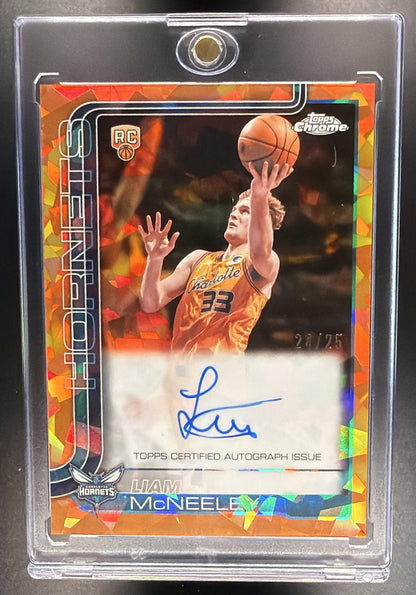2025 Topps Chrome Update Sapphire Liam McNeeley #TCA-LMC Auto Orange Refractor /25 RC