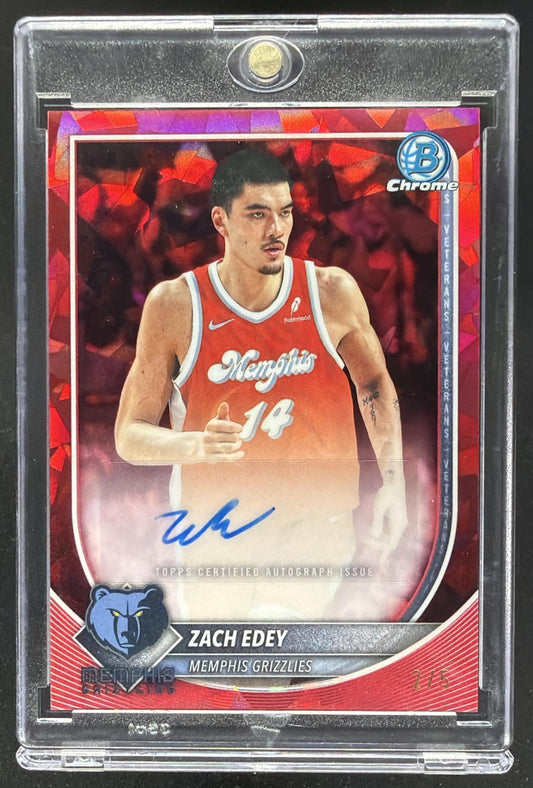 2025-26 Bowman Zach Edey #BCA-ZE Chrome Auto Red Sapphire /5
