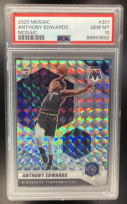 2020-21 Panini Mosaic Anthony Edwards #201 Mosaic RC PSA 10