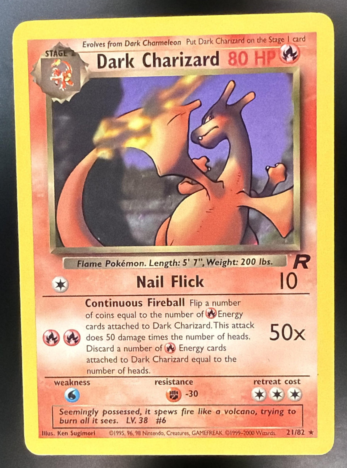 2000 Pokemon Team Rocket Dark Charizard 21/82 MP