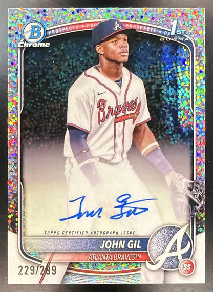 2025 Bowman Chrome John Gil #CPA-JG Auto Speckle Refractor 229/299 1st Prospect