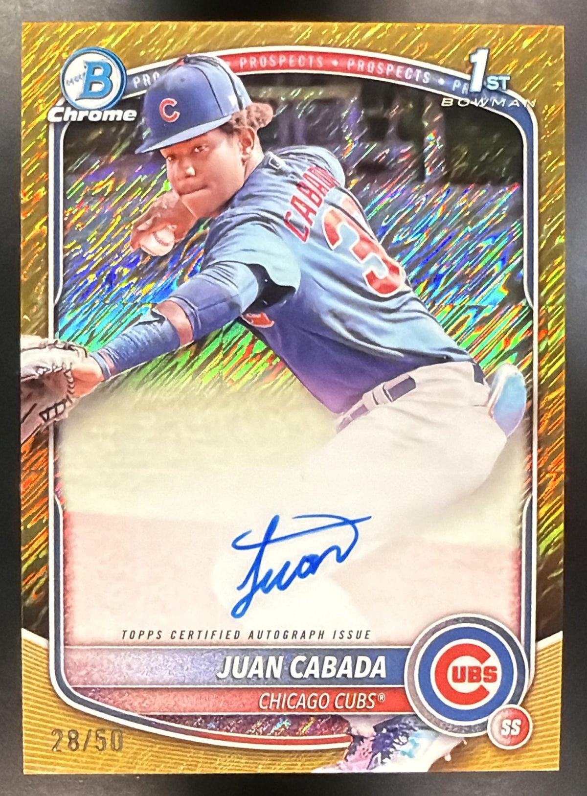 2025 Bowman Chrome Juan Cabada #CPA-JC Auto Gold Shimmer Refractor /50 1st Prospect