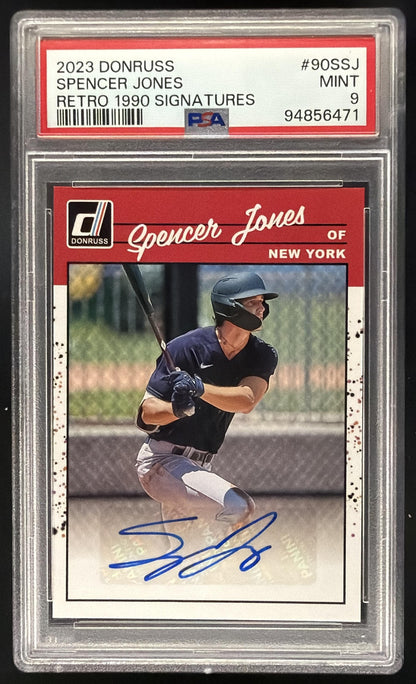 2023 Panini Donruss Spencer Jones #90S-SJ Retro 1990 Signatures Auto PSA 9