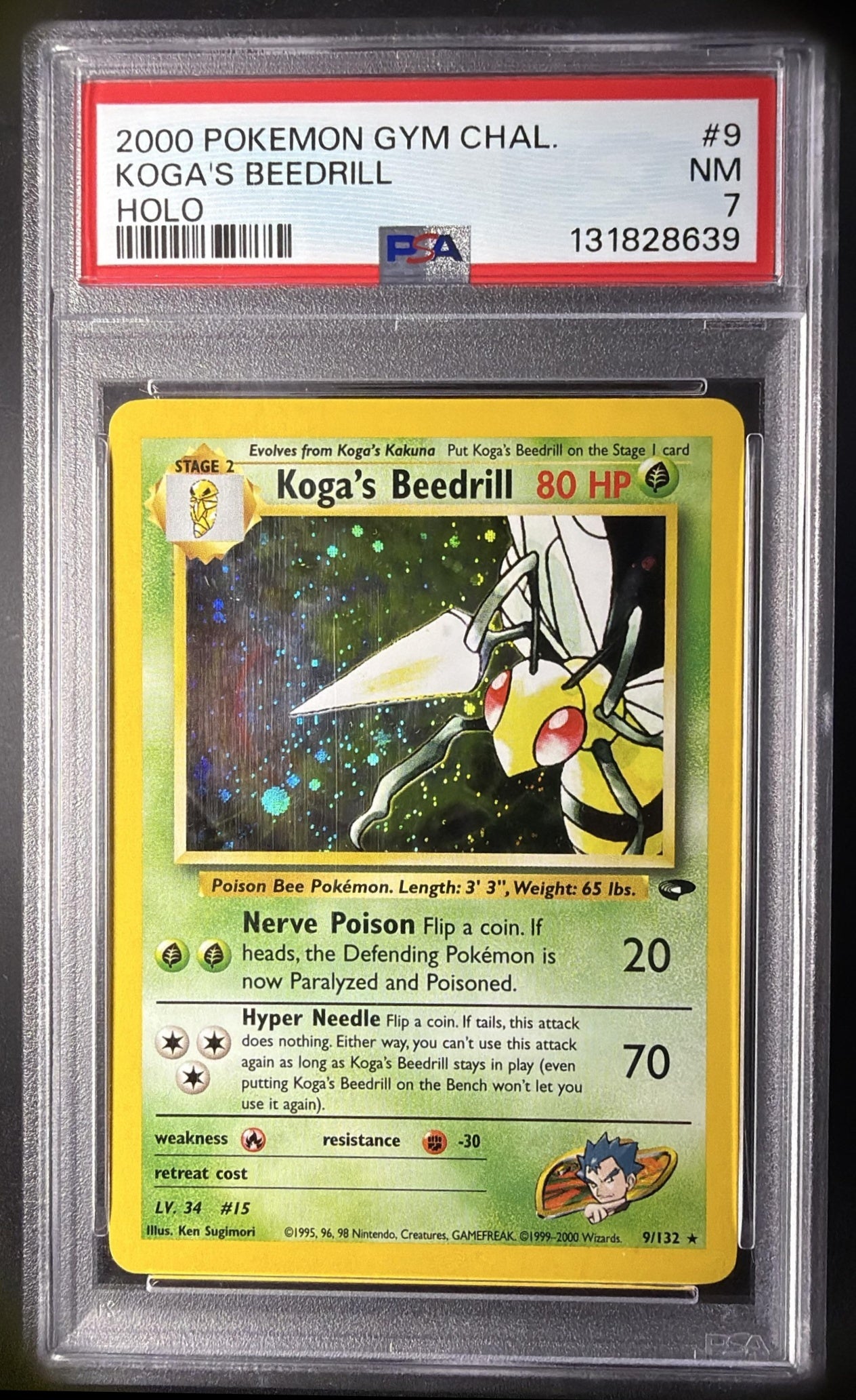2000 Pokemon Gym Challenge Koga's Beedrill #9/132 Holo PSA 7