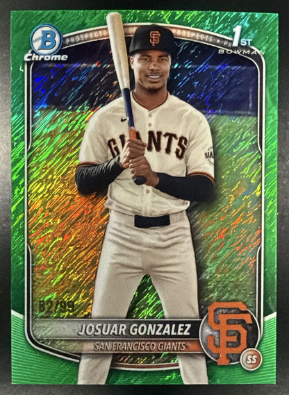 2025 Bowman Chrome Josuar Gonzalez #BCP-153 Green Shimmer 82/99 1st