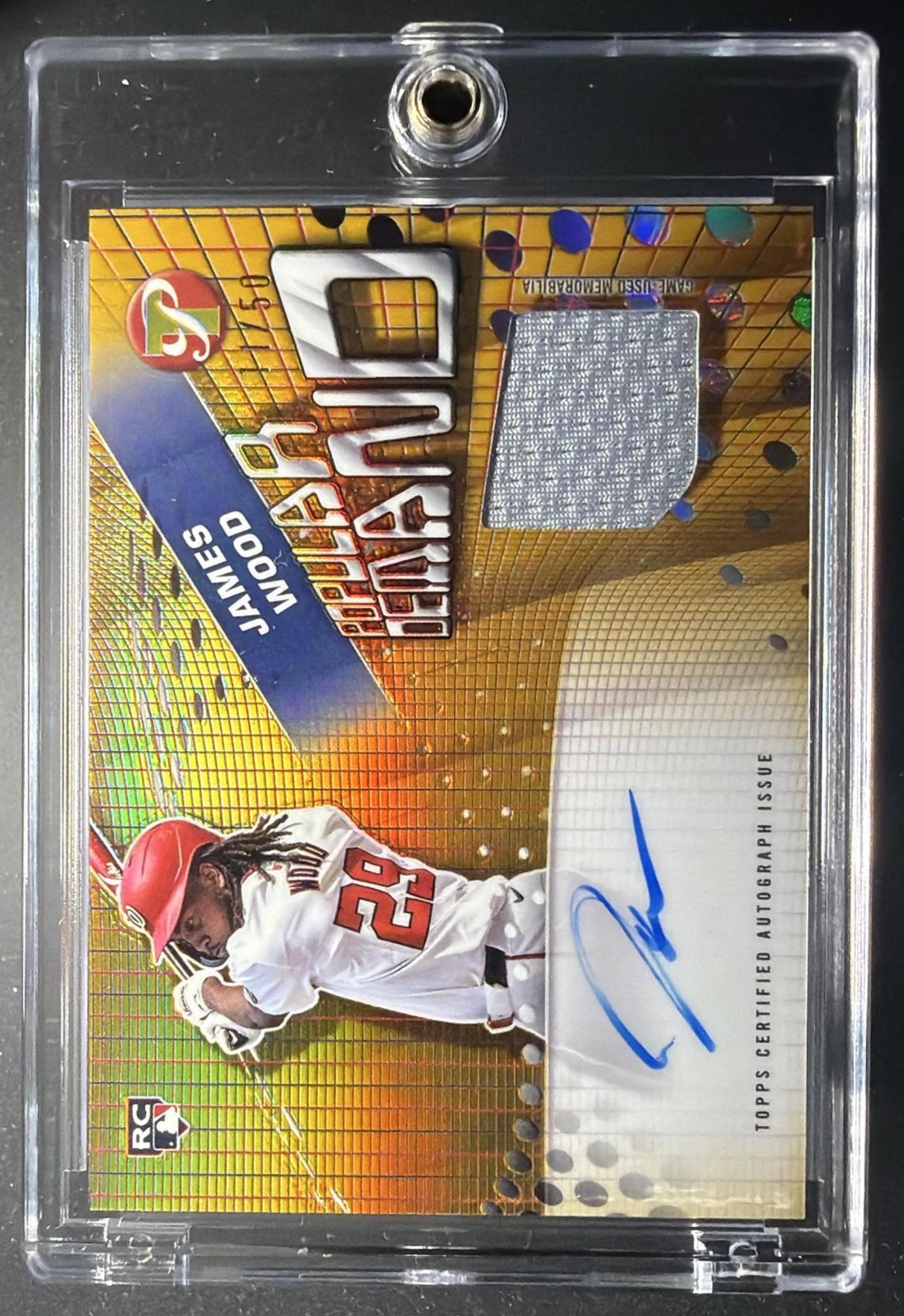 2025 Topps Pristine James Wood #PPDAR-JW Popular Demand Patch Auto Gold Refractor /50 RC