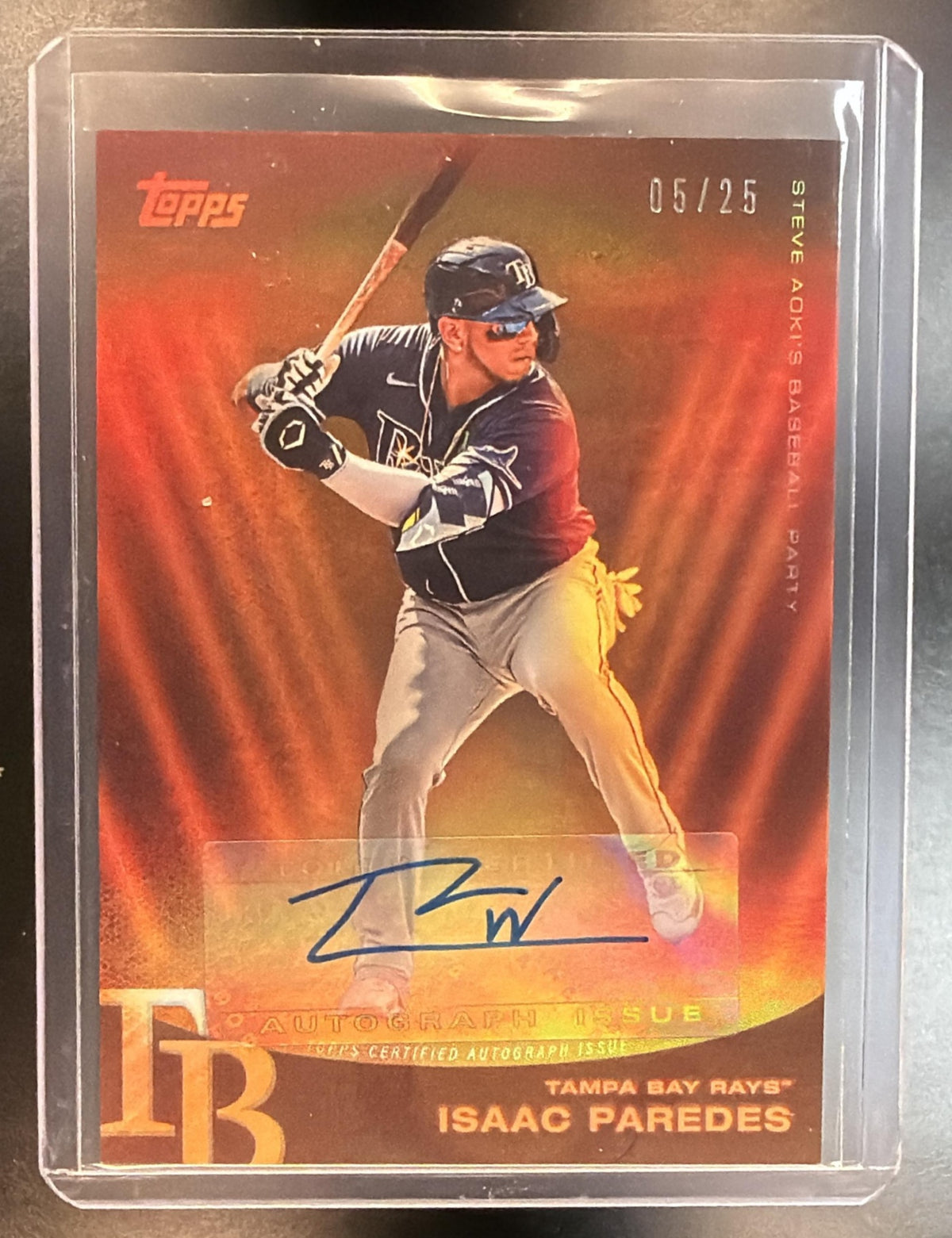 2022 Topps X Steve Aoki Isaac Parades #156C Yellow Glitter Auto 05/25 Rays
