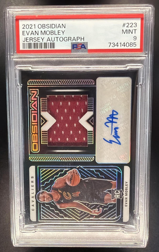 2021-22 Panini Obsidian Evan Mobley #223 52/99 Patch Auto RC PSA 9