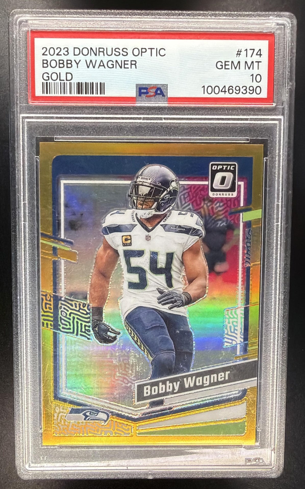 2023 Panini Donruss Optic Bobby Wagner #174 Gold Prizm 3/10 PSA 10