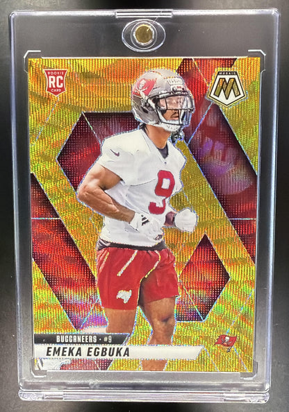 2025 Panini Mosaic Emeka Egbuka #376 Gold Wave Prizm 4/10 RC
