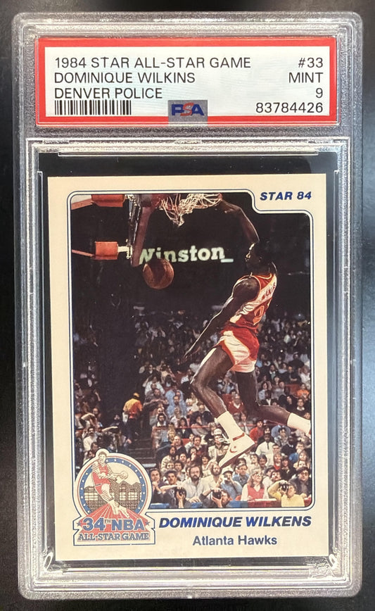 1984-85 Star All-Star Game Dominique Wilkins #33 Denver Police PSA 9