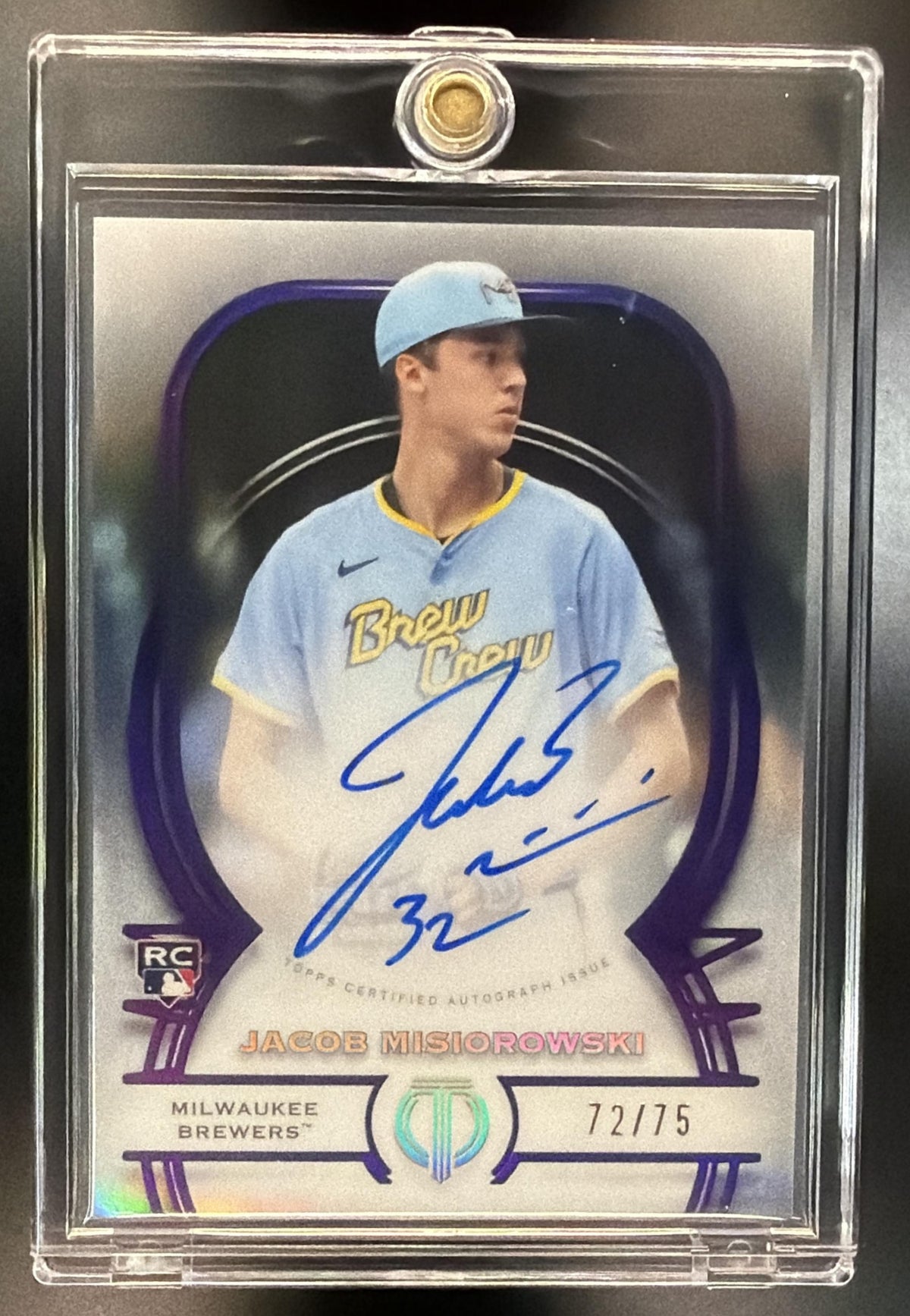 2026 Topps Tribute Jacob Misiorowski #TA-JMI Auto Purple 72/75 RC