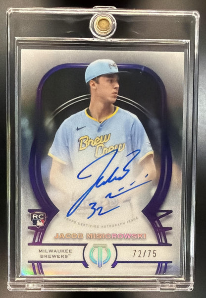 2026 Topps Tribute Jacob Misiorowski #TA-JMI Auto Purple 72/75 RC