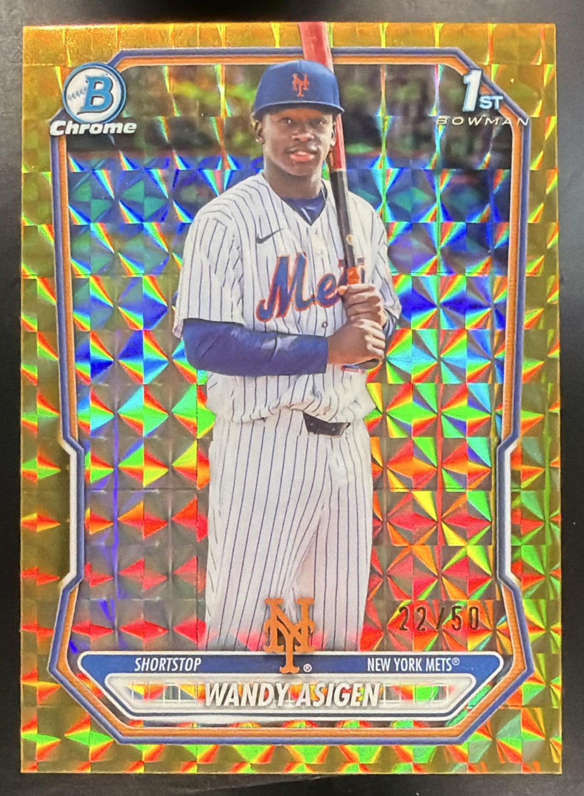 2026 Bowman Chrome Wandy Asigen #BCP-152 Gold Geometric Refractor 22/50 1st Prospect