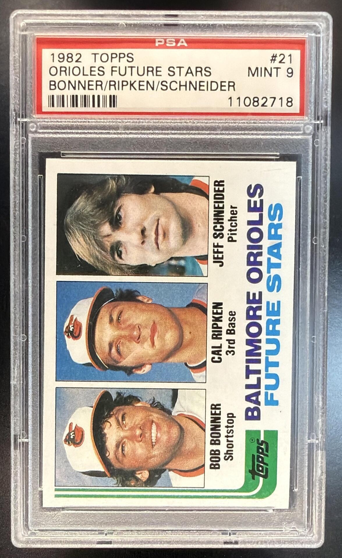 1982 Topps Bonner/Ripken/Schneider #21 Orioles Future Stars PSA 9