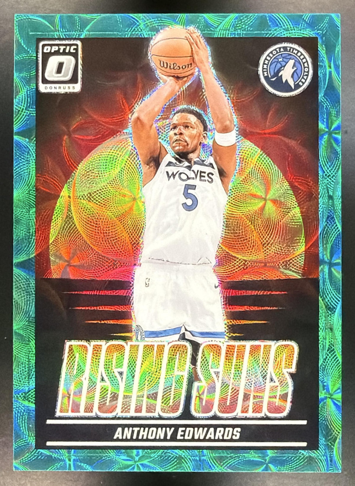 2024 Panini Donruss Optic Anthony Edwards #15 Rising Suns Green International 07/25