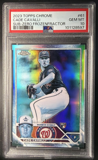 2023 Topps Chrome Cade Cavalli #61 Sub-Zero FrozenFractor /5 RC PSA 10