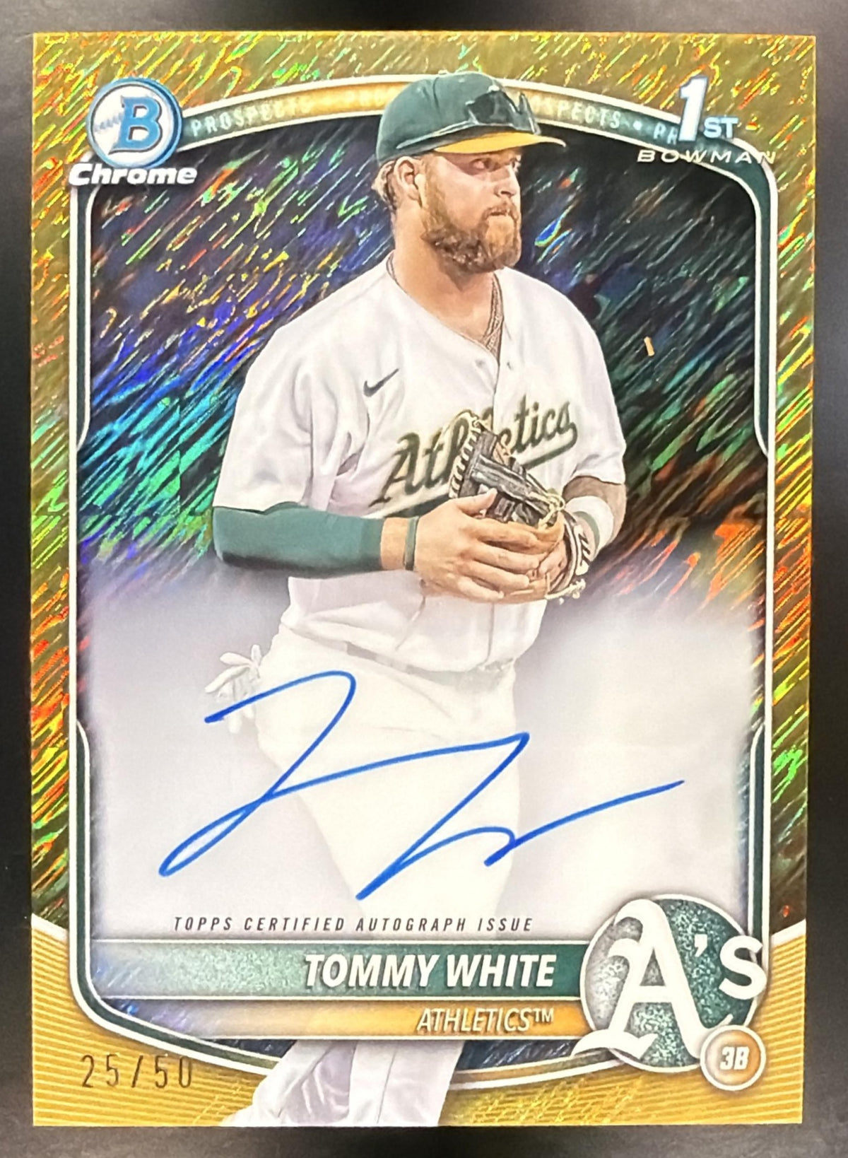 2025 Bowman Chrome Tommy White #CPA-TWH Auto Gold Shimmer Refractor /50 1st Prospect