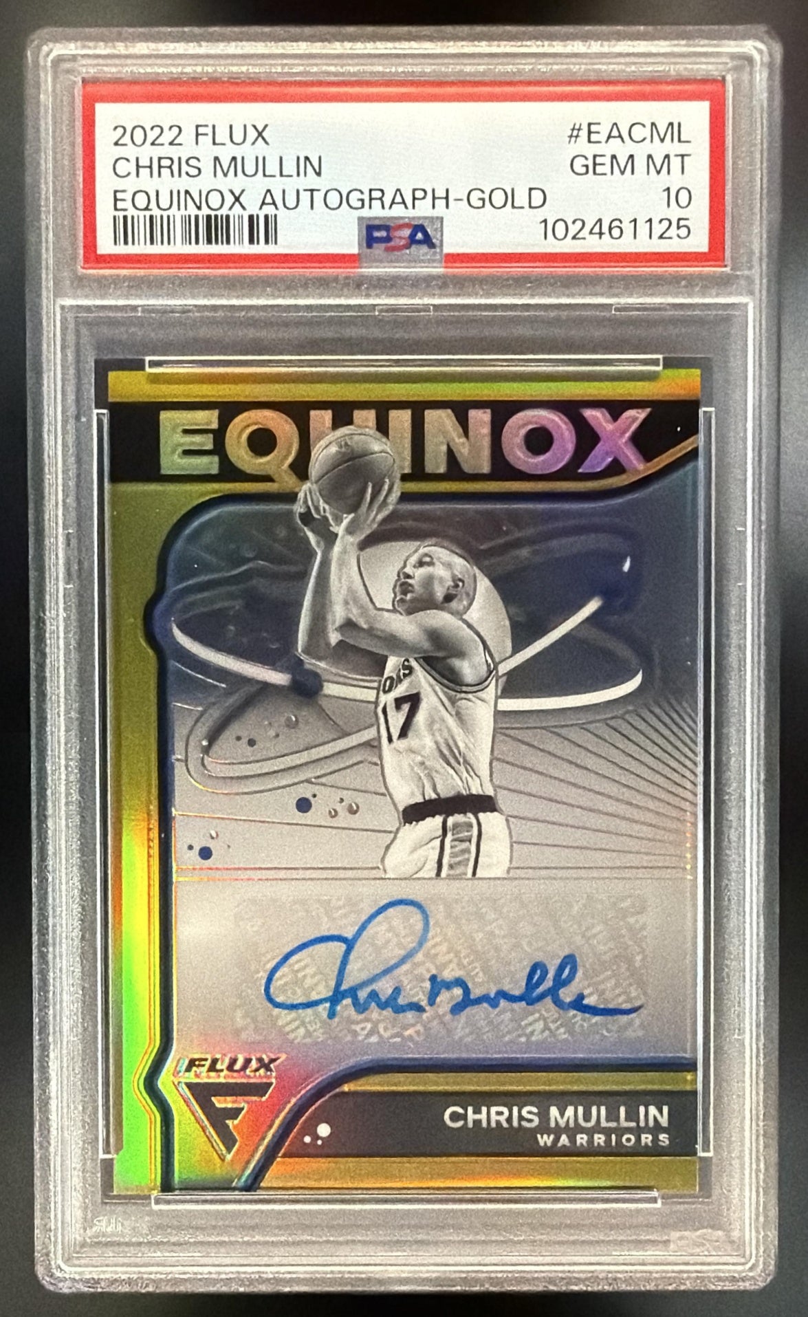 2022-23 Panini Flux Chris Mullin #EA-CML Equinox Auto Gold 4/10 PSA 10