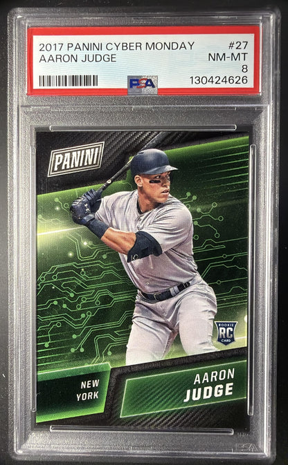 2017 Panini Donruss Aaron Judge #8 The Rookies Printing Plate Yellow 1/1 RC PSA 8