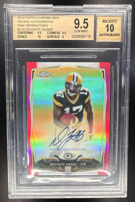 2014 Topps Chrome Davante Adams #114 Rookie Auto Pink Refractor 51/75 RC BGS 9.5