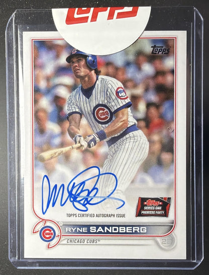 2022 Topps Ryne Sandberg Premiere Party Auto /50 Blue Jersey