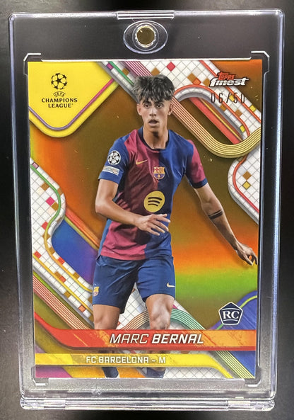 2024-25 Topps Finest FC Barcelona Marc Bernal #17 Gold 6/50 RC