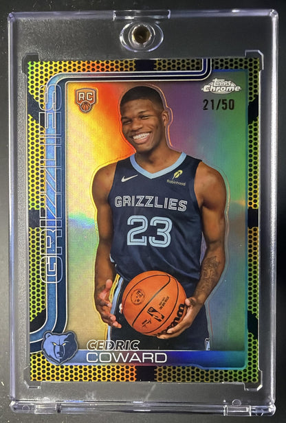 2025-26 Topps Chrome Cedric Coward #261 Gold Basketball Refractor 21/50 RC